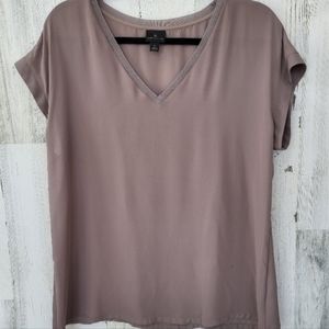 Worthington Taupe Vee Neck Top